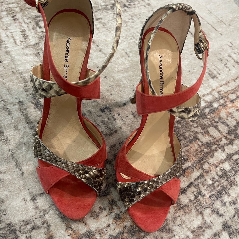 Alexandre Birman Red and Snakeskin Heels